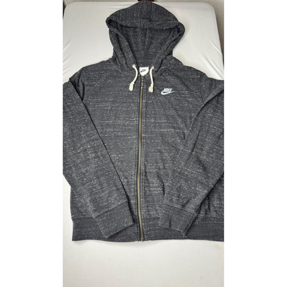Nike Sportswear Gym Vintage‎ Full Zip Hoodie Charcoal Gray Marled Small